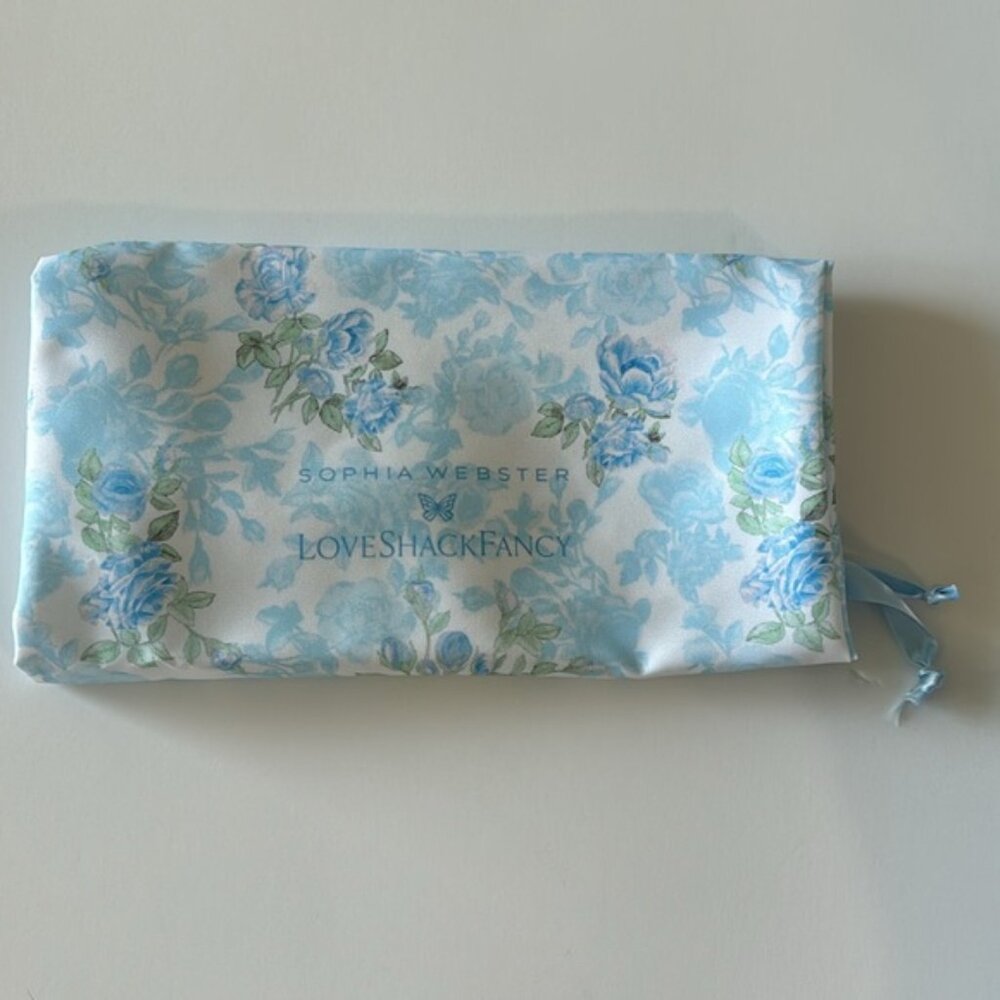 Sophia Webster Blue Floral Drawstring Dust Bag For Shoes or Bags 13" x 19.5"